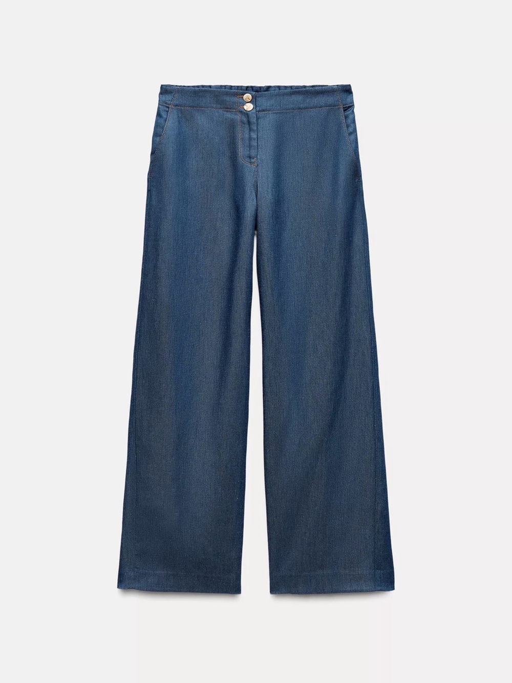 ZARA DENIM EFFECT WIDE LEG PANTS
